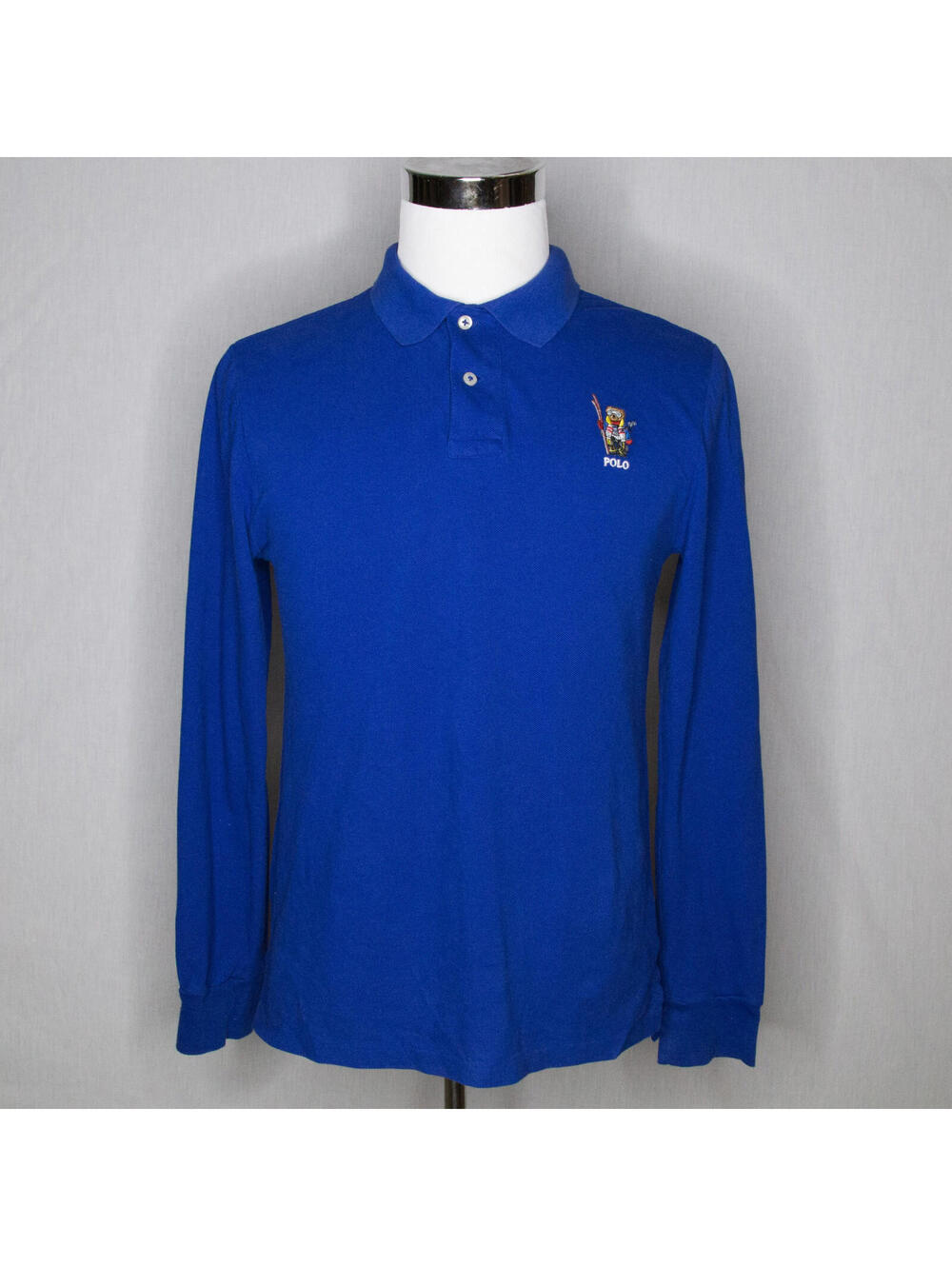 Polo Ralph Lauren Big boys XL 18-20 Bear Ski Logo L/S Mesh Polo Shirt